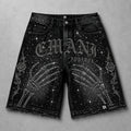 BLACK RHINESTONE JORTS