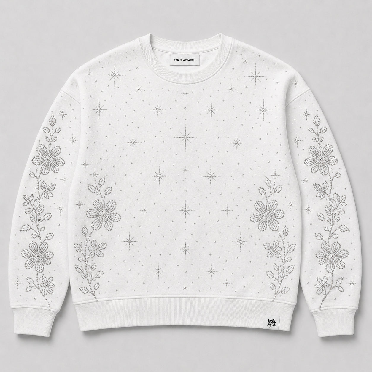 WHITE RHINESTONE SWEATER